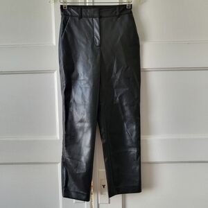 Aritzia Babaton Command Black Faux Leather High Waisted Pants Size 0